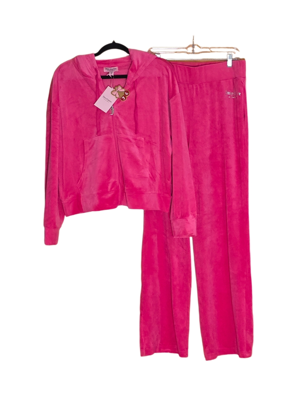 Juicy Couture  Velour Track Jacket & Jogger Set - Hot Pink Size XL Y2K,Bling NWT
